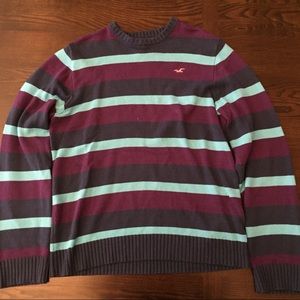 Hollister Purple & Blue Striped Crewneck Sweater